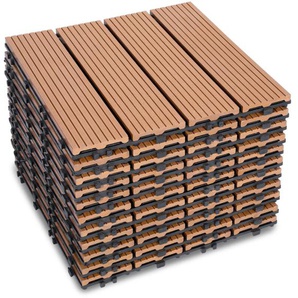 Wpc Terrassenfliesen Holzfliesen Kunststoff für 30x30cm Garten Klickfliese Bodenbelag mit Drainage Balkonfliesen 11er 1m² - Hengda