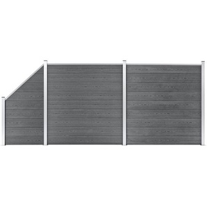 WPC Zaun-Set 2 Quadrate + 1 Schräge 446x186 cm Grau