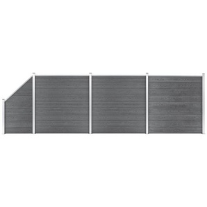 WPC Zaun-Set 3 Quadrate + 1 Schräge 619x186 cm Grau