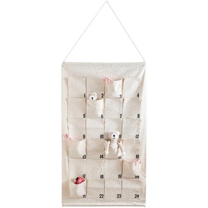 X-Mas Adventskalender, Natur, Textil, 71x123 cm, zum Befüllen, Hängen, Dekoration, Weihnachtsdekoration, Winterdeko