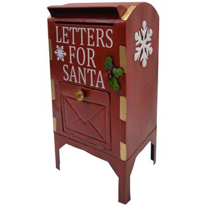 X-Mas Briefkasten, Rot, Weiß, Metall, 1.8 L, 26.04x53.34x20.32 cm, Gartenzubehör, Paketboxen