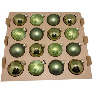 X-Mas Christbaumkugel-Set, Grün, Glas, 16-teilig, Handmade in Germany, Dekoration, Weihnachtsdekoration, Weihnachtsbaumschmuck, Weihnachtskugeln