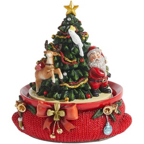 X-Mas Dekospieluhr, Grün, Rot, Kunststoff, 12x14.5x12.5 cm, Dekoration, Weihnachtsdekoration, Winterdeko