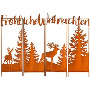 X-Mas Gartenstecker , Rost , Metall , Weihnachten , 120x104.5x1 cm , zum Stecken , Gartenzubehör, Gartendeko