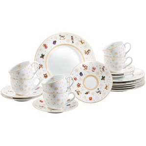X-Mas Kaffeeservice Christmas Toys, Weiß, Keramik, 18-teilig, Weihnachten, 220 ml,220 ml, Lfgb, lebensmittelecht, Essen & Trinken, Geschirr, Geschirr-Sets, Kaffeeservice