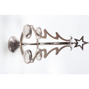 X-Mas Kerzenhalter , Silber , Metall , 33.5x55x13 cm , Handmade in India , zum Stellen , Dekoration, Windlichter & Kerzenhalter, Kerzenhalter