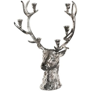 X-Mas Kerzenhalter , Silber , Metall , 90x76x31 cm , zum Stellen , Dekoration, Windlichter & Kerzenhalter, Kerzenhalter