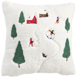 X-Mas Kissenhülle, Weiß, Textil, Winterlandschaft, 45x45 cm, bügelleicht, Wohntextilien, Bezüge, Kissenbezüge