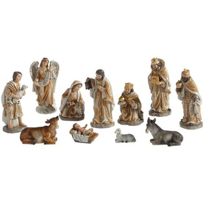X-Mas Krippenfiguren-Set , Gelb, Orange, Weiß , Kunststoff , 12-teilig , 12x12x2 cm , Dekoration, Saisonartikel, Weihnachtsdekoration