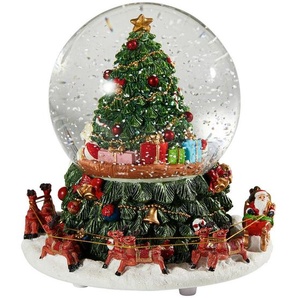 X-Mas Spieluhr, Grün, Rot, Kunststoff, Glas, 18 cm, Dekoration, Weihnachtsdekoration, Winterdeko