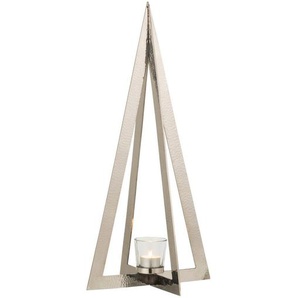 X-Mas Teelichthalter , Silber , Metall, Glas , 19x58 cm , zum Stellen , Dekoration, Windlichter & Kerzenhalter, Teelichthalter