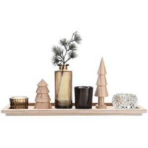 X-Mas Teelichtschale, Mehrfarbig, Holz, Kunststoff, Glas, Kiefer, Paulownia, vollmassiv, 12.5x23x43 cm, zum Stellen, Dekoration, Kerzen & Zubehör, Teelichthalter