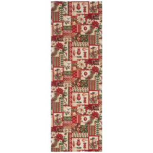 X-Mas Tischläufer Weihnachtsvielfalt, Dunkelgrün, Dunkelrot, Perlmutt, Textil, Weihnachten, rechteckig, 50 cm, bügelleicht, Wohntextilien, Tischwäsche, Tischläufer