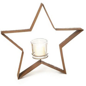 X-Mas Windlicht, Rost, Metall, Glas, Stern, Stern, 10x56 cm, Glaseinsatz, Dekoration, Windlichter & Kerzenhalter, Windlichter