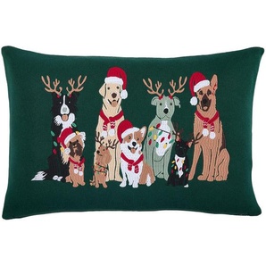 X-Mas Zierkissen, Grün, Textil, Hund, Füllung: Polyester, 40x60 cm, Wohntextilien, Kissen, Dekokissen