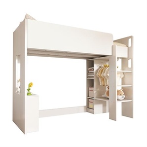 Xdovet Hochbett Einzelbett,kinderbett,Vielseitiges 3-in-1 Holzbett- Mit Aufbewahrungsfächern,Kleiderschrank, offenen Regaleinheiten und Treppe Xdovet 00297