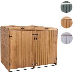 XL 2er-/4er-Mülltonnenverkleidung HWC-H74, Mülltonnenbox, erweiterbar 126x158x98cm Holz MVG ~ braun