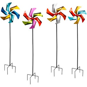 XL Windrad bunt Windspiel Kupfer Gold Silber aus Metall Höhe ca. 140 cm  ca. Ø 38 cm tolle Gartendekoration