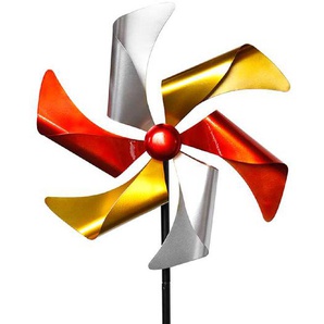 XL Windrad bunt Windspiel Kupfer Gold Silber aus Metall Höhe ca. 140 cm  ca. Ø 38 cm tolle Gartendekoration
