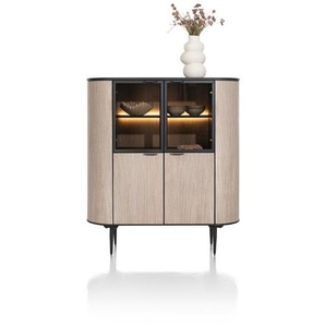 XOOON Aramon Schrank + LED 125 cm 2 Türen 2 Glastüren Metall/HPL