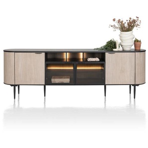 XOOON Aramon Sideboard inkl. 2 Türen + 2 Glastüren mit LED