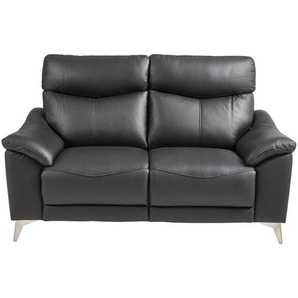 Xora 2-Sitzer-Sofa, Schwarz, Textil, Leder, Kombination Echtleder/Lederlook, Rindleder, 168x102x92 cm, Wohnzimmer, Sofas & Couches, Sofas, 2-Sitzer