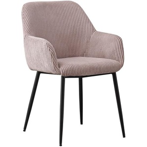 Xora Armlehnstuhl, Rosa, Schwarz, Metall, Textil, Rundrohr, 57x85x60 cm, Stoffauswahl, inklusive Armlehnen, Esszimmer, Stühle, Esszimmerstühle,