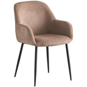 Xora Armlehnstuhl, Schwarz, Taupe, Metall, Textil, Rundrohr, 57x85x60 cm, Stoffauswahl, inklusive Armlehnen, Esszimmer, Stühle, Esszimmerstühle,