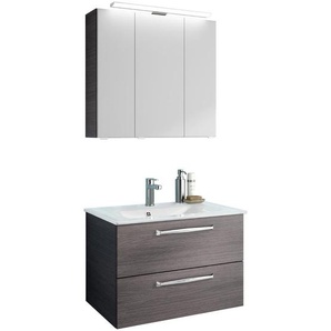 Xora Badezimmer , Graphit , Glas , 2 Schubladen , 77 cm , hängend , Badezimmer, Badmöbelsets & -serien, Badmöbel-Sets
