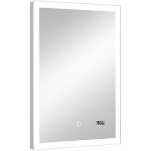 Xora Badezimmerspiegel , Glas , rechteckig , 50x70x4.5 cm , feuchtraumgeeignet, in verschiedenen Größen erhältlich, senkrecht montierbar, Uhrzeit – Anzeige , Badezimmer, Badezimmerspiegel, Badspiegel