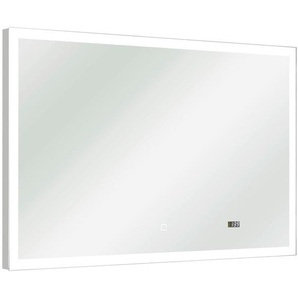 Xora Badezimmerspiegel, Glas, rechteckig, 110x70x4.5 cm, feuchtraumgeeignet, in verschiedenen Größen erhältlich, Uhrzeit – Anzeige, Badezimmer, Badezimmerspiegel, Badspiegel