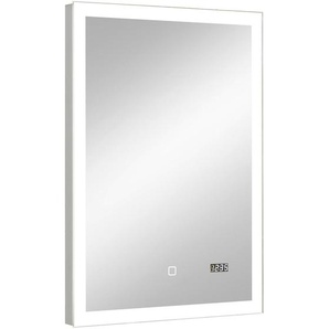 Xora Badezimmerspiegel, Glas, rechteckig, 50x70x4.5 cm, feuchtraumgeeignet, in verschiedenen Größen erhältlich, senkrecht montierbar, Uhrzeit – Anzeige, Badezimmer, Badezimmerspiegel, Badspiegel