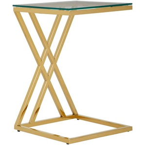 Xora Beistelltisch, Klar, Gold, Metall, Glas, quadratisch, eckig, 40x60x40 cm, Wohnzimmer, Wohnzimmertische, Beistelltische, Beistelltische Metall