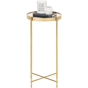 Xora Beistelltisch, Gold, Metall, Glas, rund, rund, 32.8x60.5x32.8 cm, Wohnzimmer, Wohnzimmertische, Beistelltische, Beistelltische Metall