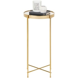 Xora Beistelltisch, Gold, Metall, Glas, rund, rund, 32.8x60.5x32.8 cm, Wohnzimmer, Wohnzimmertische, Beistelltische