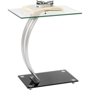 Xora Beistelltisch, Klar, Schwarz, Silber, Metall, Glas, rechteckig, eckig, Bodenplatte, 45.7x54.6x30.5 cm, Wohnzimmer, Wohnzimmertische, Beistelltische, Beistelltische Metall