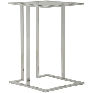 Xora Beistelltisch, Klar, Silber, Metall, Glas, quadratisch, eckig, 40x60x40 cm, Wohnzimmer, Wohnzimmertische, Beistelltische, Beistelltische Metall