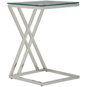 Xora Beistelltisch, Klar, Silber, Metall, Glas, quadratisch, eckig, 40x60x40 cm, Wohnzimmer, Wohnzimmertische, Beistelltische, Beistelltische Metall
