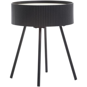 Xora Beistelltisch, Natur, Schwarz, Metall, Holzwerkstoff, rund, Rundrohr, 38x45x38 cm, Stauraum, einfacher Aufbau, Wohnzimmer, Wohnzimmertische,