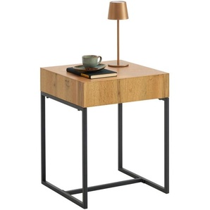 Xora Beistelltisch, Schwarz, Eiche, Metall, Holzwerkstoff, quadratisch, Kufe, Flachrohr, 40x50x40 cm, Bsci, Wohnzimmer, Wohnzimmertische, Beistelltische, Beistelltische Metall