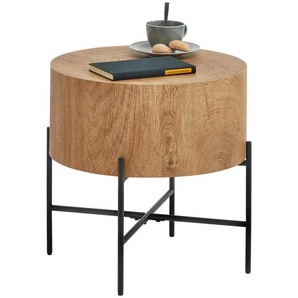 Xora Beistelltisch, Schwarz, Eiche, Metall, Holzwerkstoff, rund, Rundrohr, 45x45x45 cm, Bsci, einfacher Aufbau, Wohnzimmer, Wohnzimmertische, Beistelltische, Beistelltische Metall