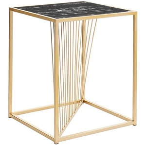 Xora Beistelltisch, Schwarz, Weiß, Gold, Metall, quadratisch, Flachrohr, 38x46 cm, Wohnzimmer, Wohnzimmertische, Beistelltische, Beistelltische Metall