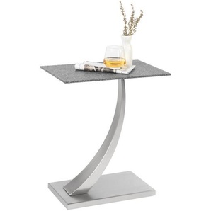 Xora Beistelltisch, Silber, Dunkelgrau, Metall, Glas, rechteckig, eckig, Bodenplatte, 45.7x54.6x30.5 cm, Wohnzimmer, Wohnzimmertische, Beistelltische, Beistelltische Metall
