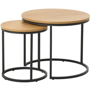 Xora Beistelltischset, Eiche, Holzwerkstoff, 2-teilig, rund, 40-60x45-50x40-60 cm, Wohnzimmer, Wohnzimmertische, Satztische