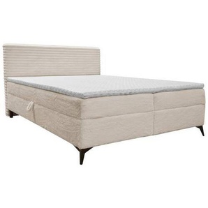 Xora Boxbett, Beige, Textil, Kiefer, massiv, H3, Höhe ca. 28 cm, 160x200 cm, Bettkasten, gepolstertes Kopfteil, Topper durchgehend, in verschiedenen