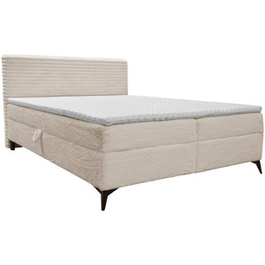 Xora Boxbett, Beige, Textil, Kiefer, massiv, H3, Höhe ca. 28 cm, 160x200 cm, Bettkasten, gepolstertes Kopfteil, Topper durchgehend, in verschiedenen