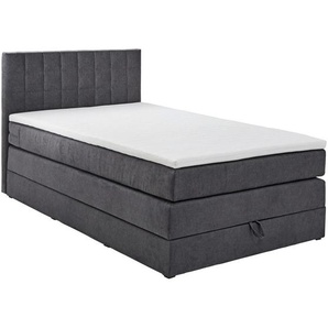 Xora Boxspringbett, Anthrazit, Textil, H2, 7-Zonen, Höhe ca. 15 cm, 120x200 cm, Bettkasten, in verschiedenen Größen erhältlich, Kinder- & Jugendzimmer, Jugendmöbel, Jugendbetten, Jugend-Boxspringbetten