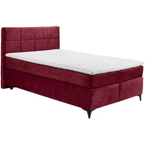 Xora Boxspringbett Navarra 6 , Bordeaux , Textil , H2 , 7-Zonen , Höhe ca. 16 cm , 140x200 cm , gepolstertes Kopfteil, Federkernmatratze, Stoffauswahl, in verschiedenen Größen erhältlich , Schlafzimmer, Betten, Boxspringbetten