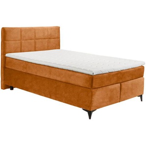 Xora Boxspringbett Navarra 6 , Orange , Textil , H2 , 7-Zonen , Höhe ca. 16 cm , 140x200 cm , gepolstertes Kopfteil, Federkernmatratze, Stoffauswahl, in verschiedenen Größen erhältlich , Schlafzimmer, Betten, Boxspringbetten