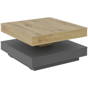 Xora Couchtisch, Anthrazit, Eiche Artisan, Holzwerkstoff, quadratisch, eckig, 70x34x70 cm, Wohnzimmer, Wohnzimmertische, Couchtische